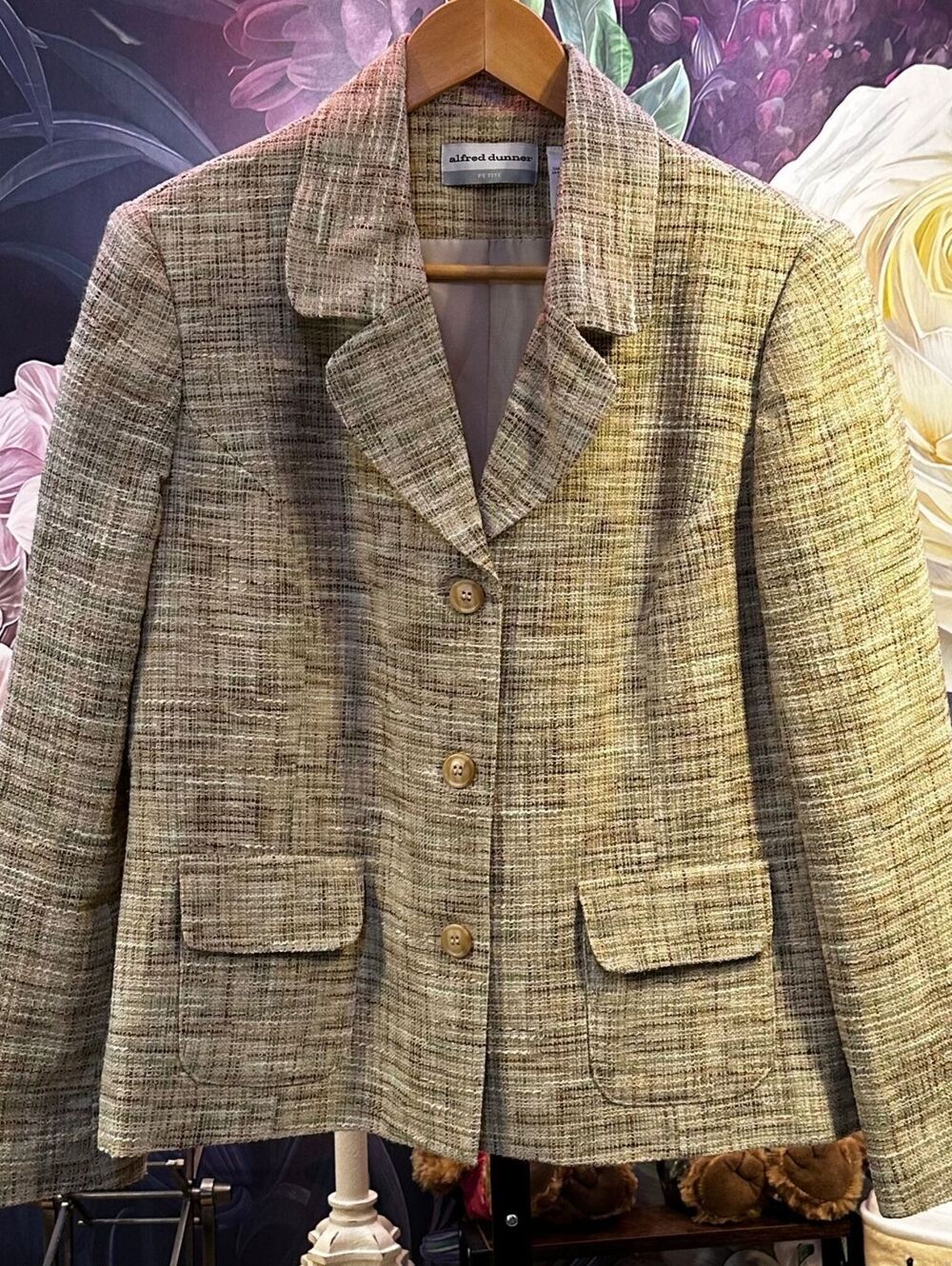 Alfred Dunner Women's Size 8 Tweed Blazer Light Academia Tailored Workwear